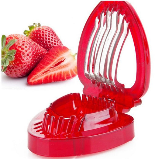 Red Strawberry Slicer Plastic Fruit Carving Tools-1
