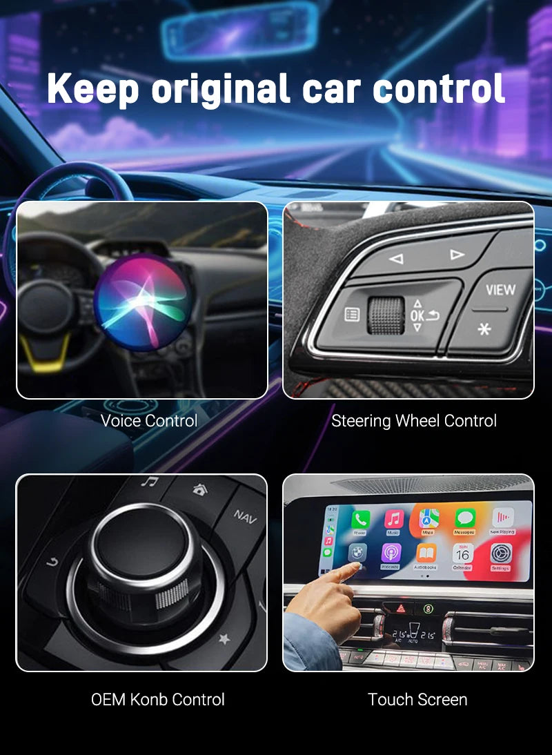 Wireless CarPlay Android Auto Adapter 2025 New Upgrade for 99% Cars 5GHz WiFi &Low-Latency Streaming Plug&Play Wired to Wireless