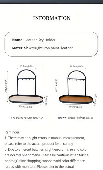 Modern Metal Key Holder & Organizer - Oval Entryway Tray with Multiple Hooks for Keys, Watches, Jewelry.