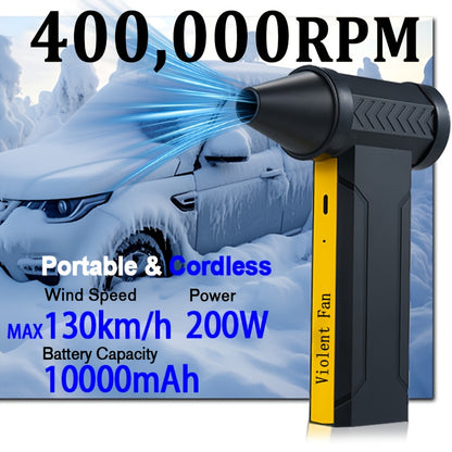 400, 000RPM Portable Turbo Fan, 10000mAh Handheld Turbo Jet Blower with High-Speed 130km/h Airflow.